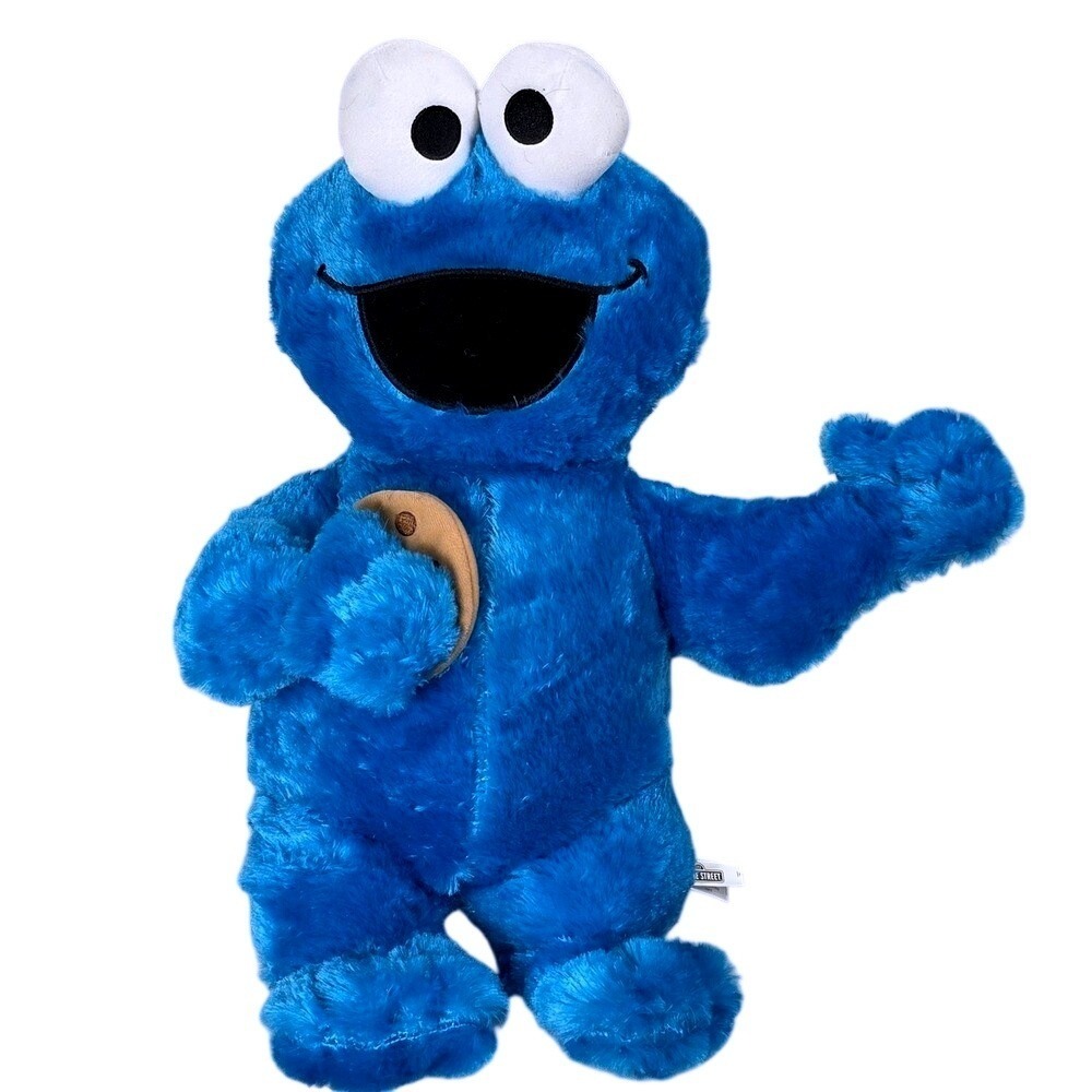 Sesame Street Cookie Monster Blue Plush Stuffed Toy with Cookie 123 Sesame 18"